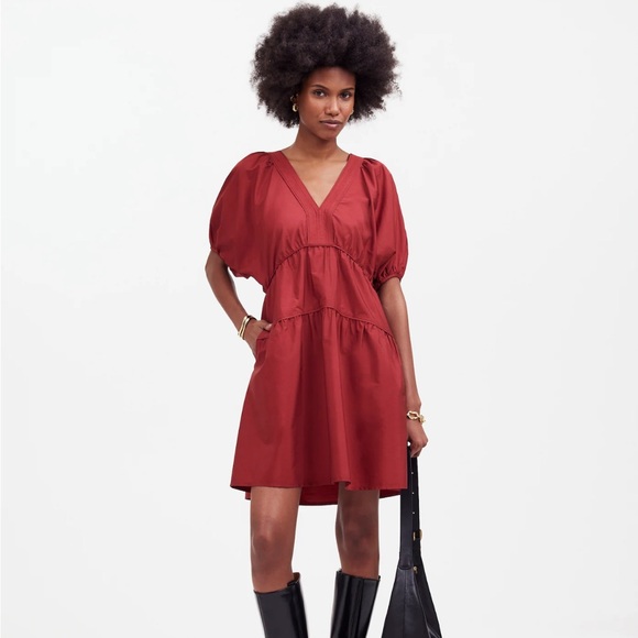 Madewell Puff-Sleeve Mini Dress in Poplin - Picture 5 of 6